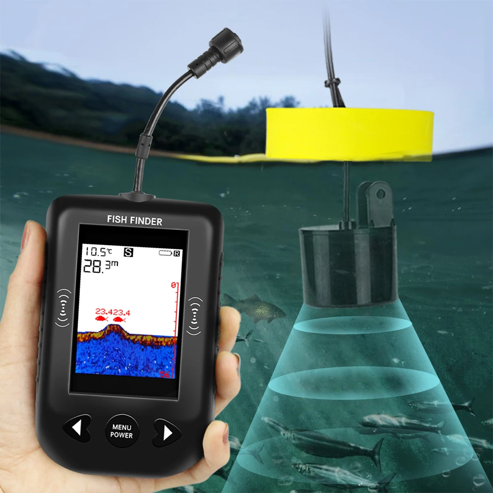 Alarm 100M Portable Sonar Fish - مراجعة Fish Finder Transducer وسعره