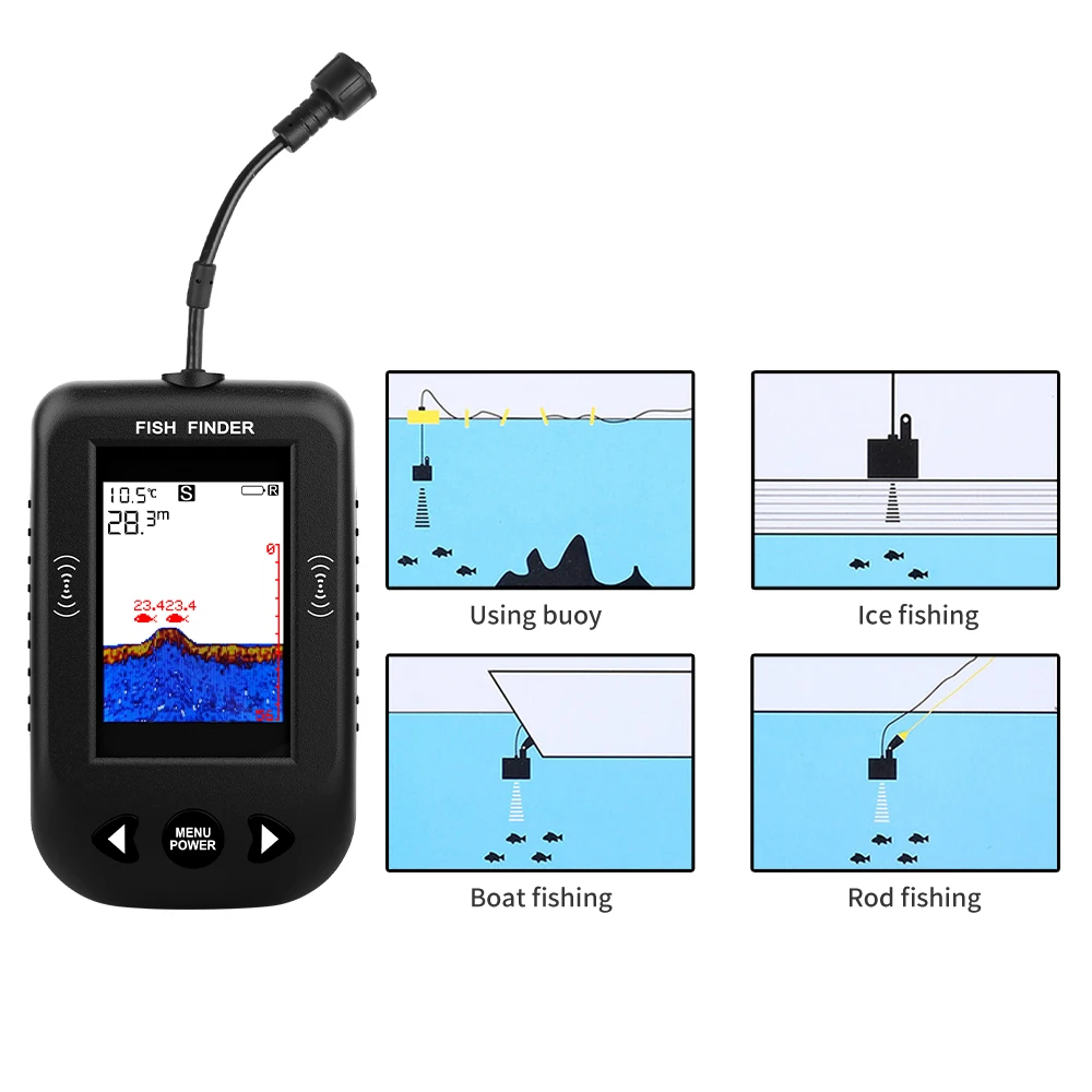 Alarm 100M Portable Sonar Fish - مراجعة Fish Finder Transducer وسعره