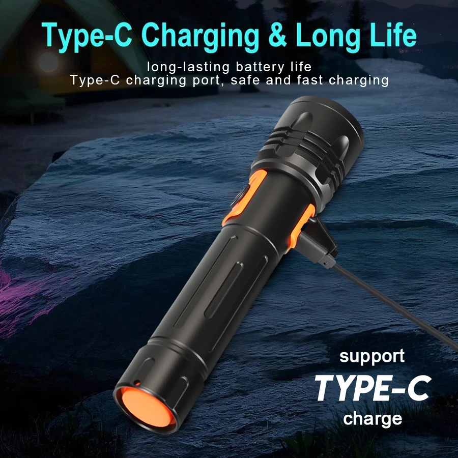 High Power LED Flashlight USB  - مراجعة Fishing Light وسعره