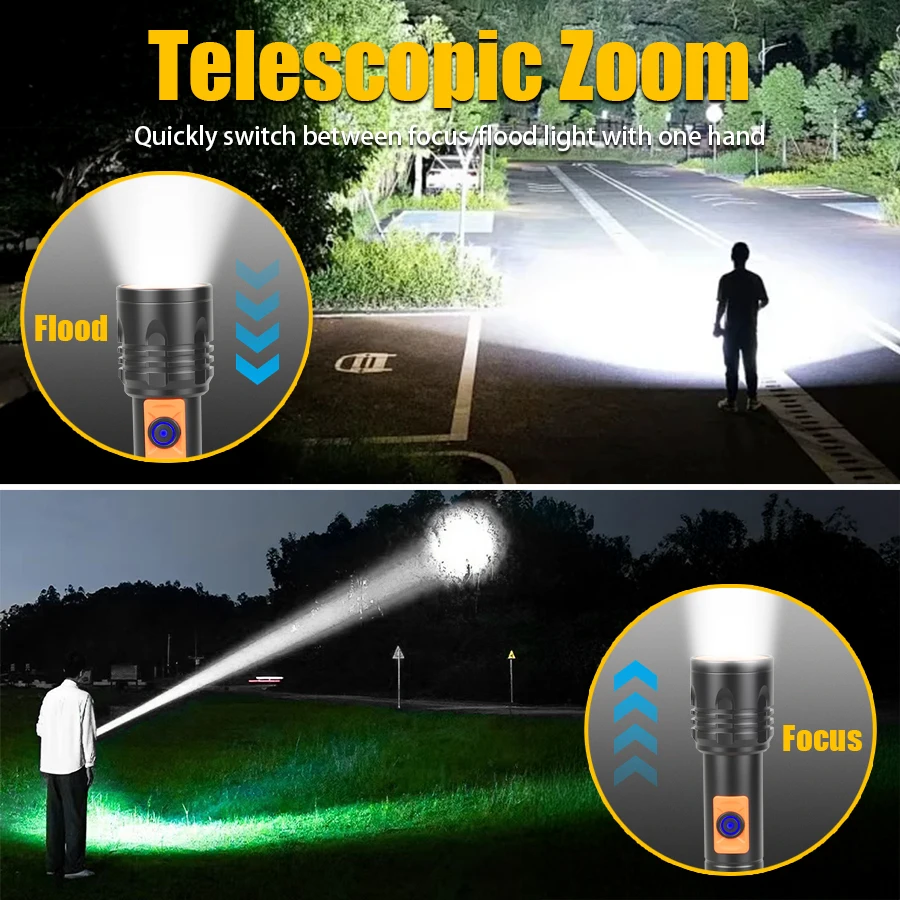 High Power LED Flashlight USB  - مراجعة Fishing Light وسعره