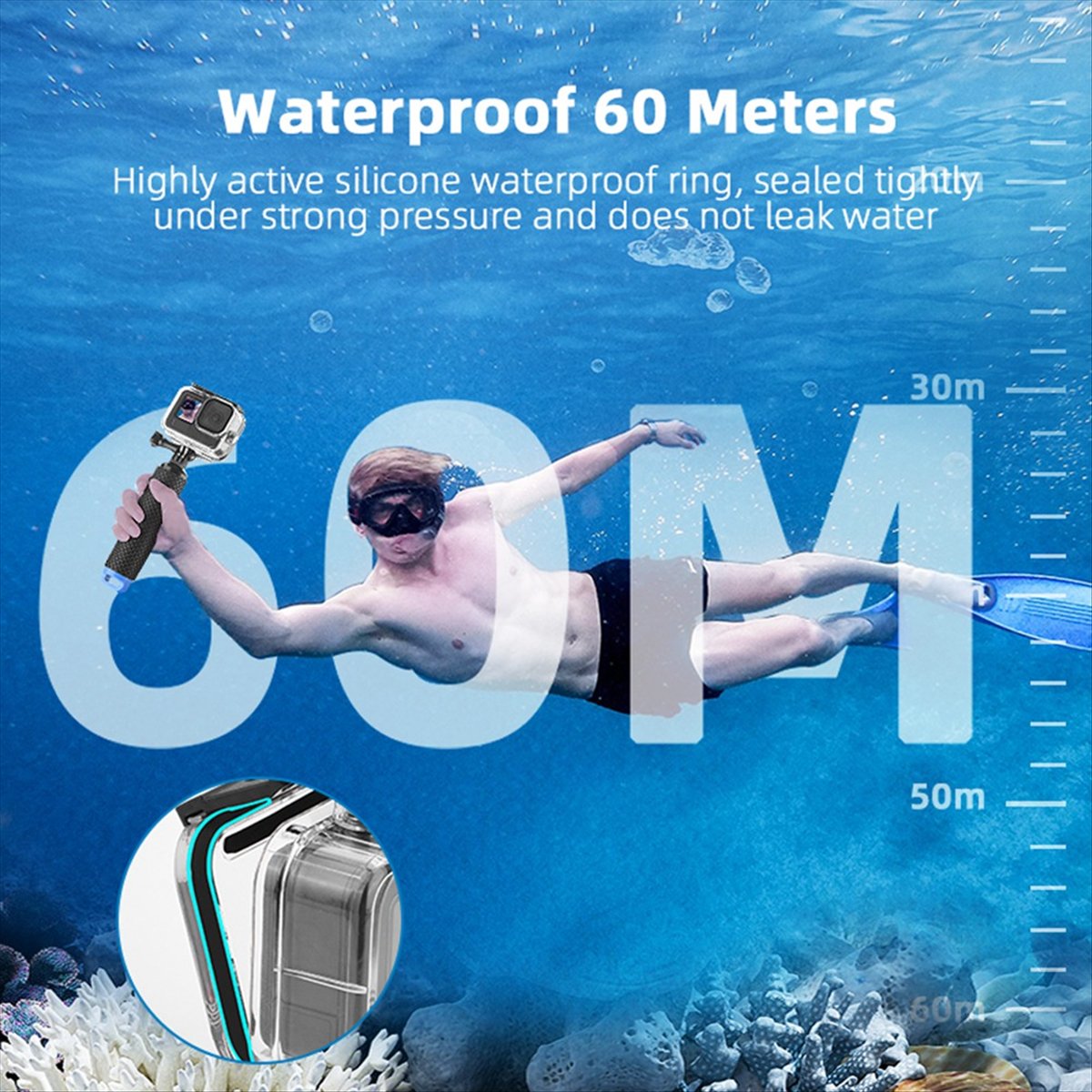 M05K 60M Waterproof Case for G - مراجعة Underwater Camera وسعره