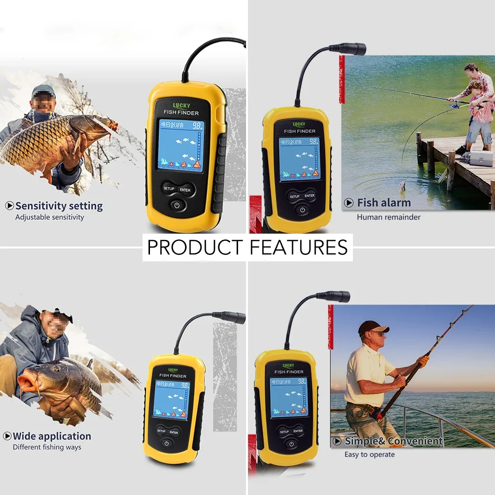 Lucky LCD Color Screen Portabl - مراجعة Fish Finder Cable وسعره
