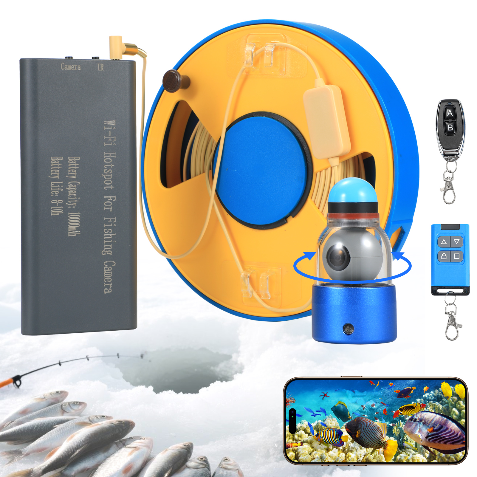 WIFI 360° Underwater Fishing C - مراجعة Fish Finder Cable وسعره