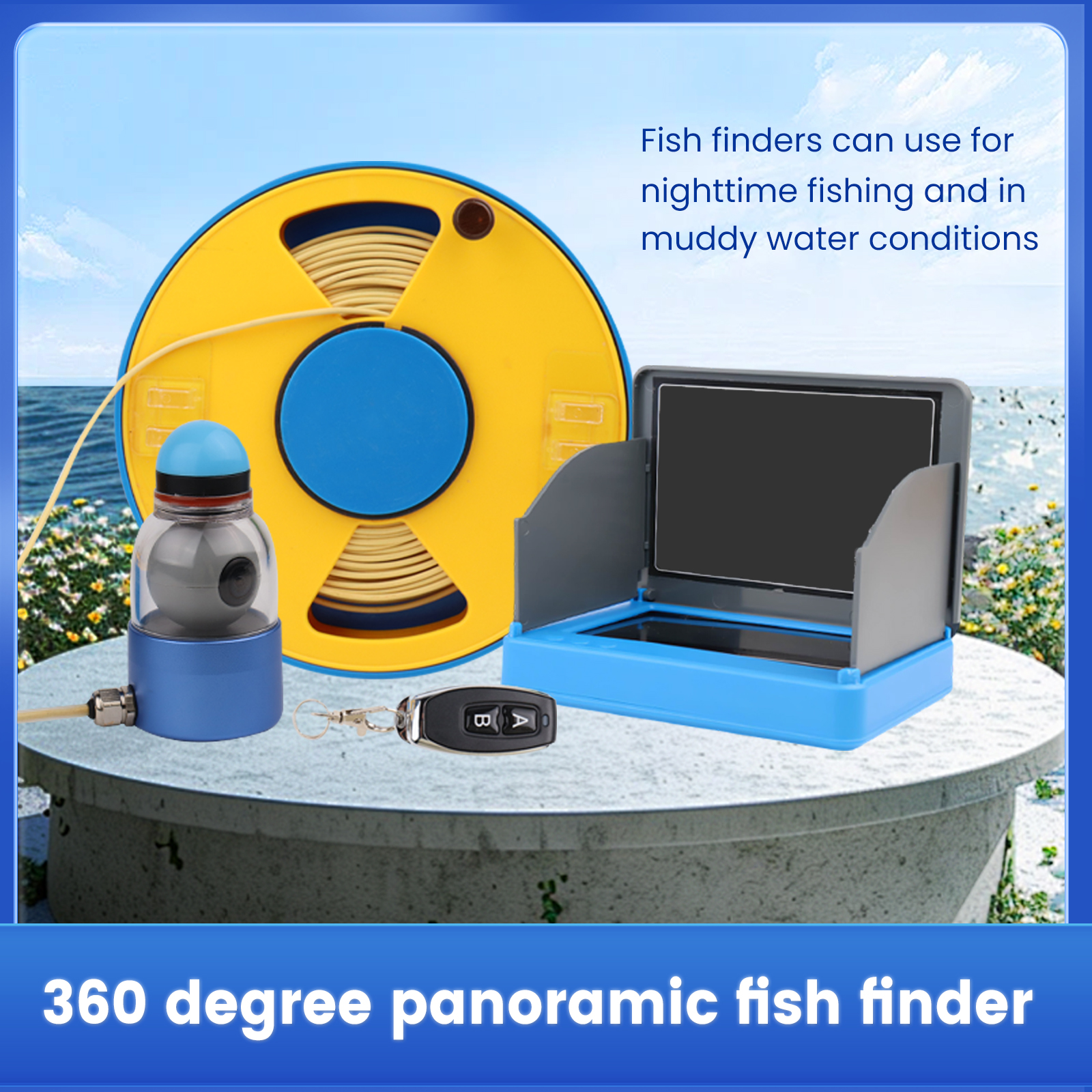 WIFI 360° Underwater Fishing C - مراجعة Fish Finder Cable وسعره