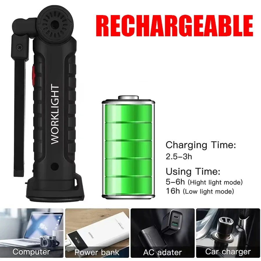 Rechargeable Magnetic Work Lig - مراجعة Fishing Light وسعره