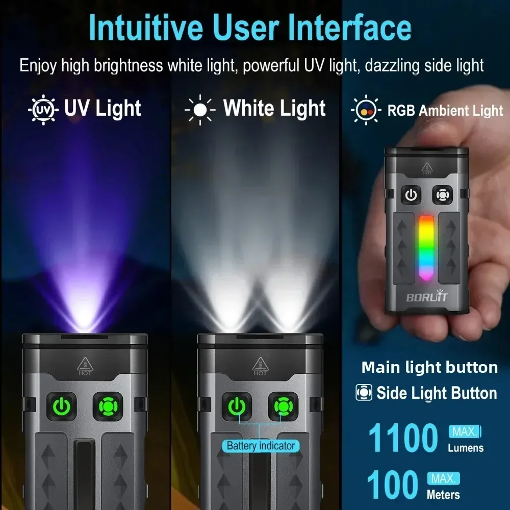 BORUiT EV20 1100LM EDC UV Keyc - مراجعة Fishing Light وسعره