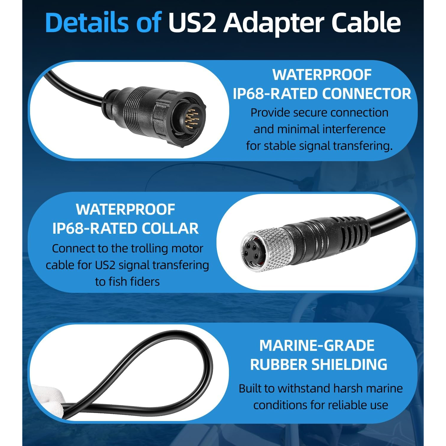 For Minn Kota MKR-US2-13 Unive - مراجعة Fish Finder Cable وسعره