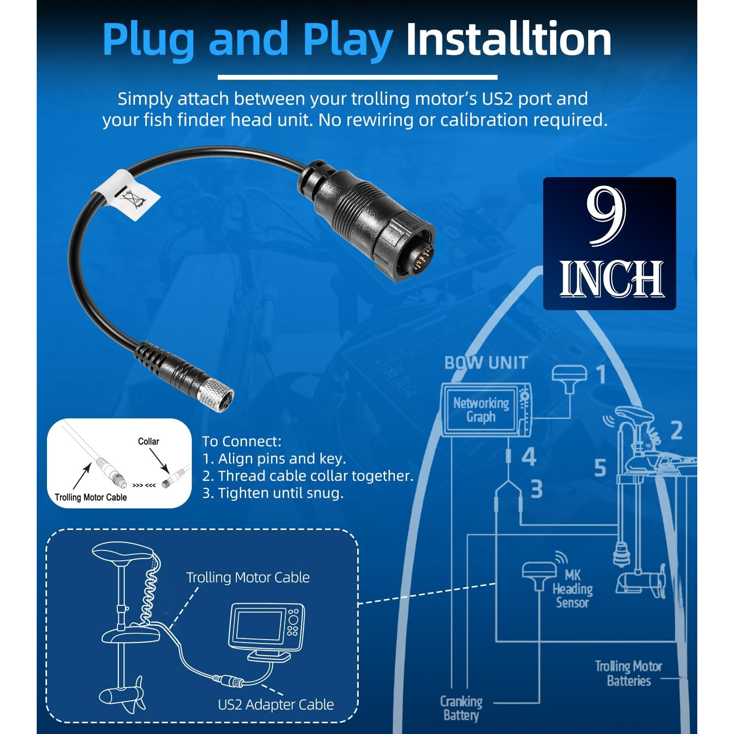 For Minn Kota MKR-US2-13 Unive - مراجعة Fish Finder Cable وسعره