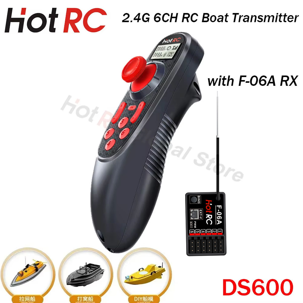 HOTRC DS600 6CH 6 Channel 2.4G - مراجعة Fish Finder Battery وسعره