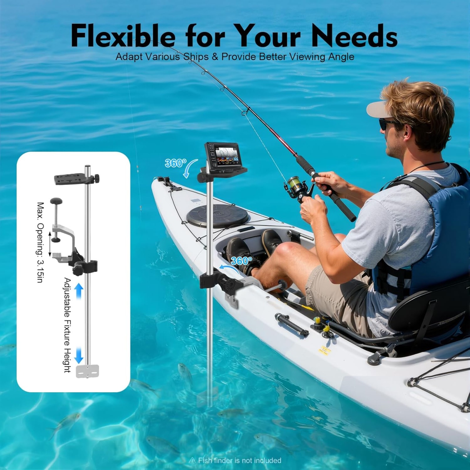 Portable 360° Adjustable Trans - مراجعة Fish Finder Mount وسعره