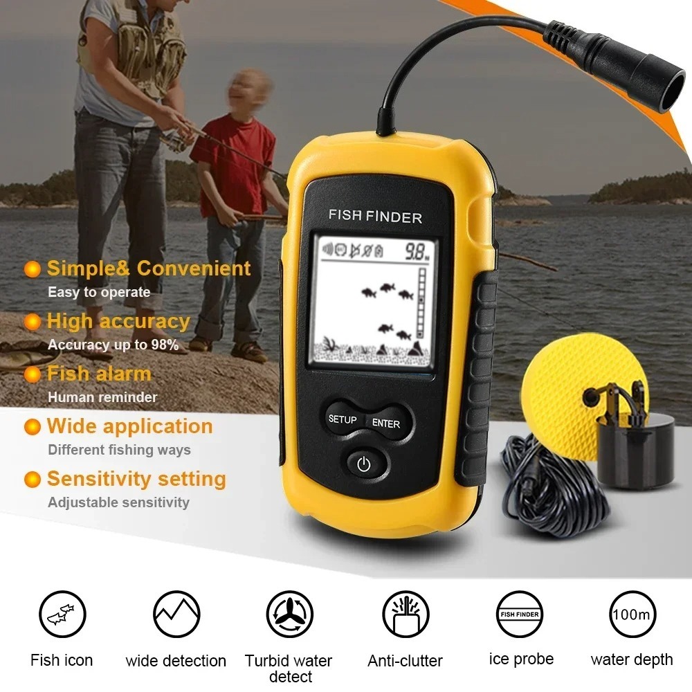 Wireless Sonar Detection Fish  - مراجعة Fish Finder Cable وسعره