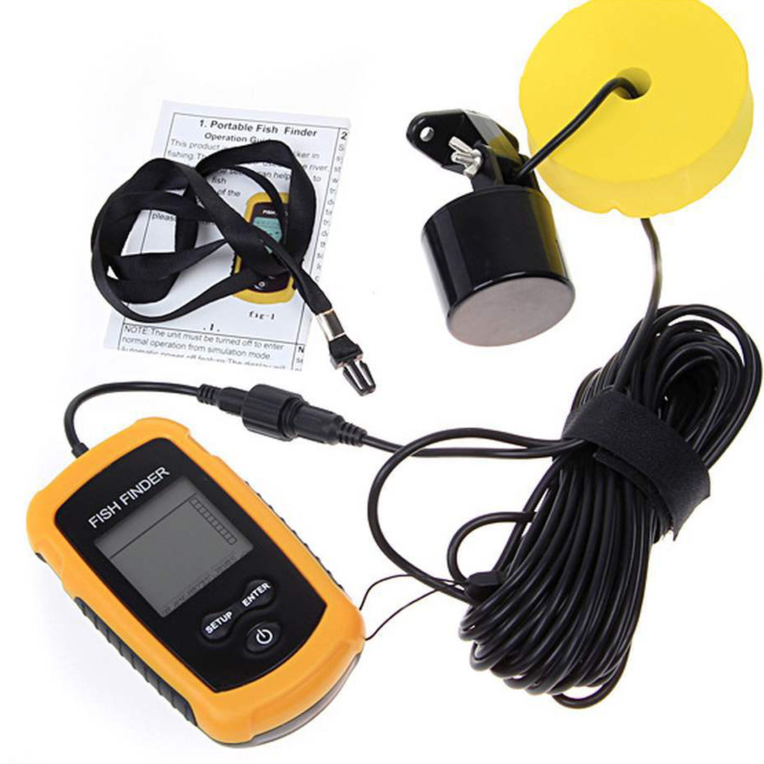 Alarm 100M Portable Sonar Fish - مراجعة Fish Finder Portable وسعره