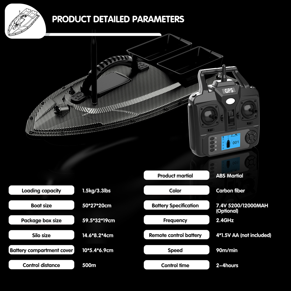 V070 12000mAh/5200mAh RC Bait  - مراجعة Fishing Gps وسعره