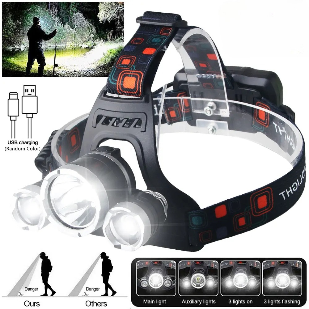 High Power LED Headlamp 18650  - مراجعة Fish Finder Battery وسعره
