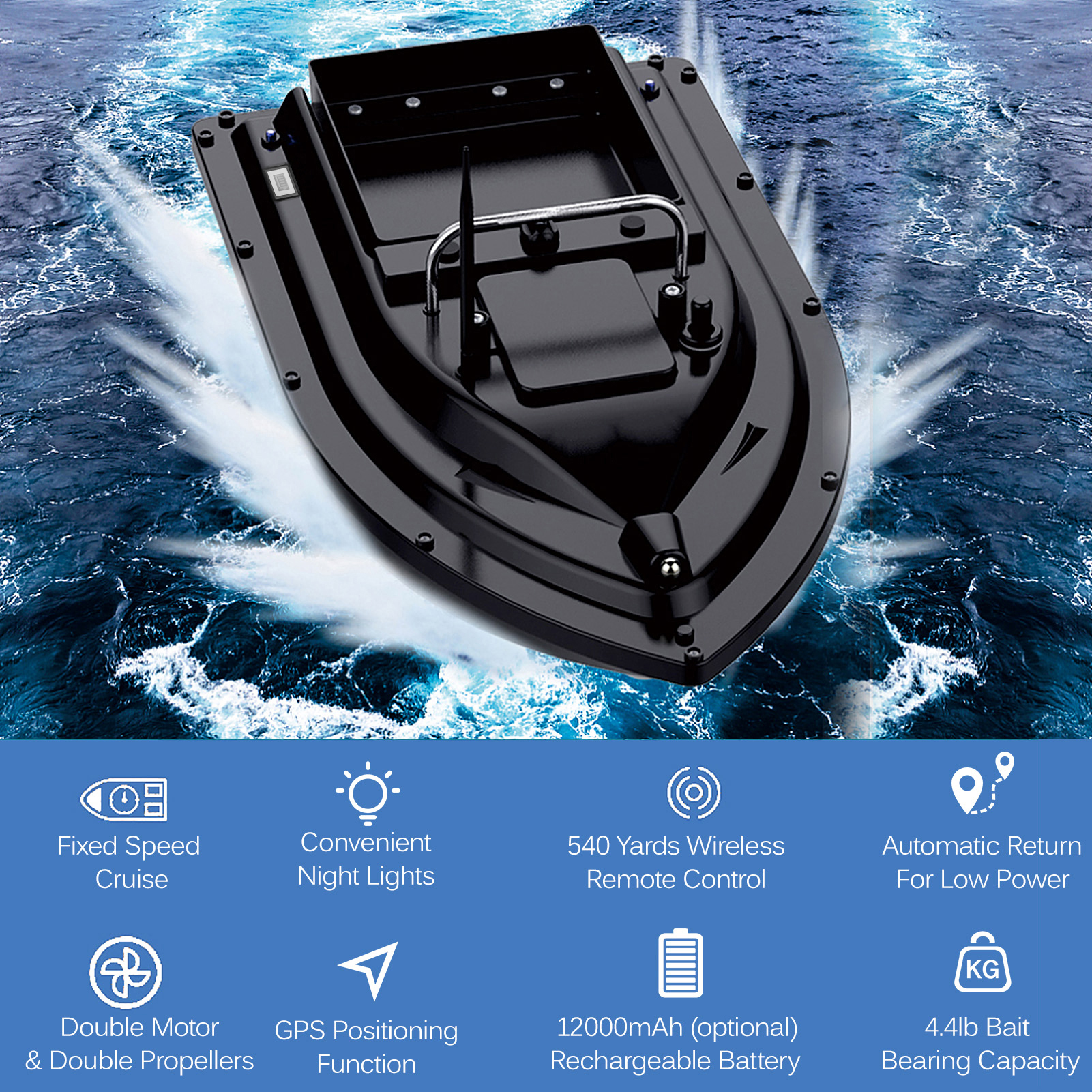 D16E GPS Fishing Bait Boat wit - مراجعة Fishing Gps وسعره
