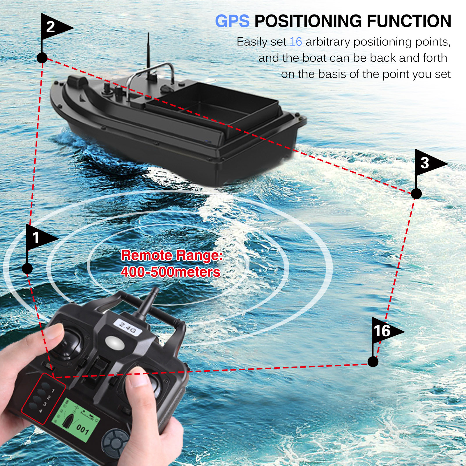 D16E GPS Fishing Bait Boat wit - مراجعة Fishing Gps وسعره